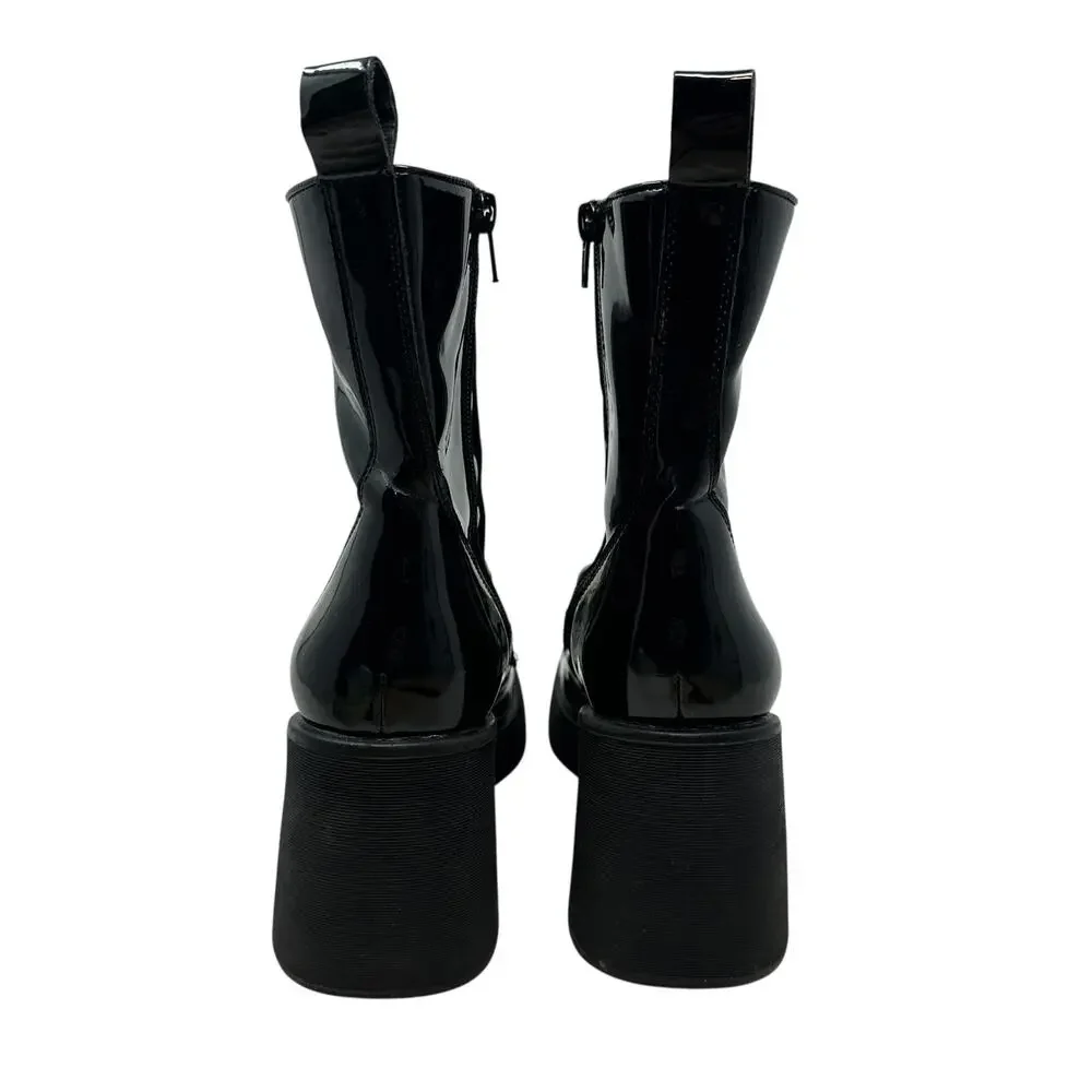 Steve Madden Bloom Platform‎ Boot Loafer Chunky Patent Leather Black Size 8.5
